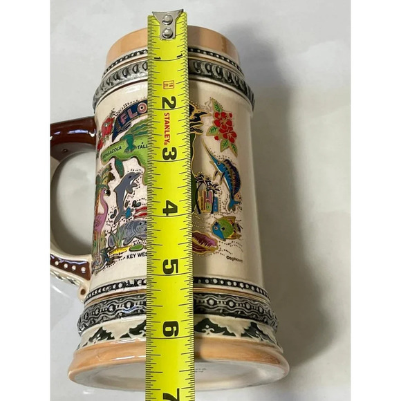 Agiftcopr Pirate Stein Florida Map Embossed Beer Mugs Lid Ceramic Collectibles - Picture 6 of 11